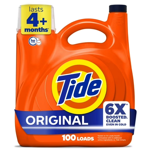 Tide Laundry Detergent Liquid with 6X Boosted Cleaning Power, Original Scent, 125 fl oz, 100 Loads