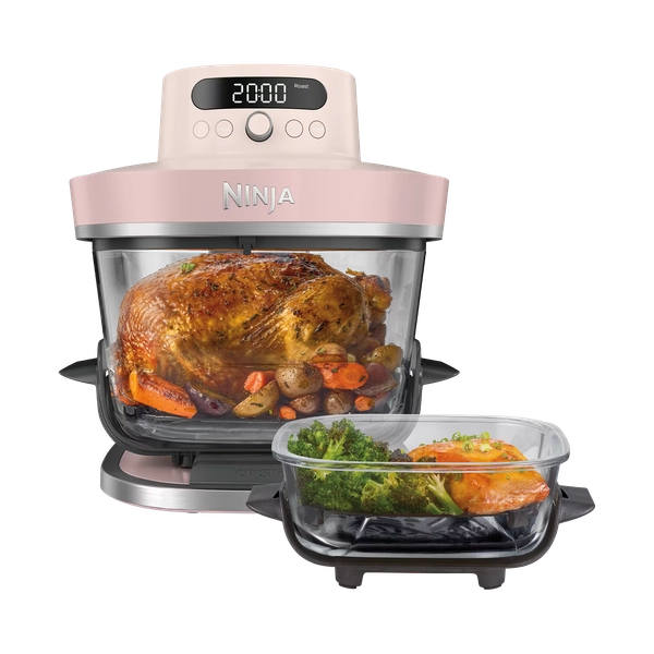 Air Fryer en verre Crispi Pro 5.7L+2.3L, 7-en-1, Rose Quartz