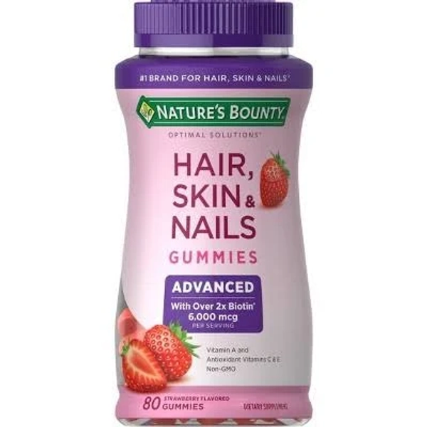 Nature's Bounty Advanced Hair, Skin and Nails Strawberry 80 Gummies