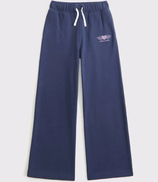 Abercrombie Kids Girls Graphic Wide Leg Sweatpants