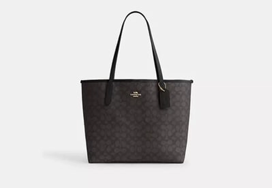 Coach Outlet City Tote Bag In Signature Canvas - Beige, Size: Extra Large