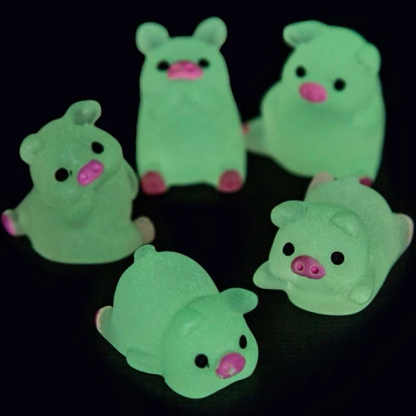 24ct 1" Bulk Mini Glow-in-the-Dark Resin Pigs Assortment