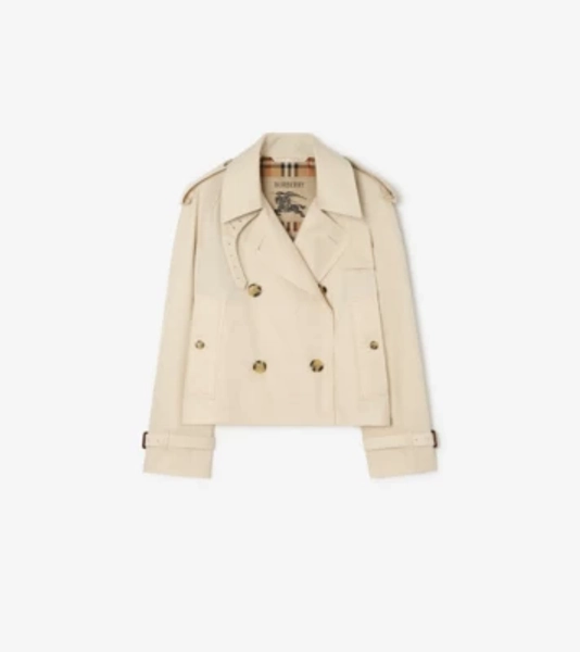 Veste trench Mayfair courte en gabardine tropicale (Beige Stone) - Femme | Site officiel Burberry®
