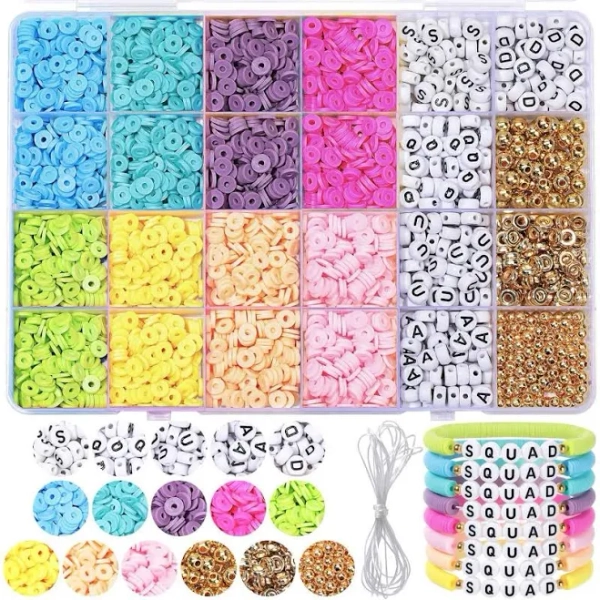 2900 count Christmas Friendship Beaded Bracelets Making Kit Colorful Heishi Surfer Bracelets for Girls Women Squad Team Friendship Christmas DIY Gifts
