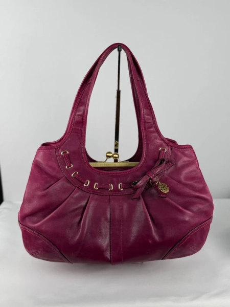 Coach 12725 Ergo Kisslock Purple/Pink Leather Shoulder Bag