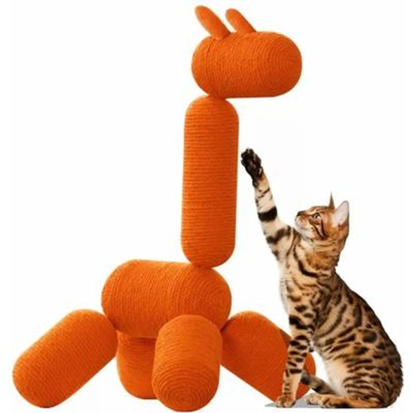 KOUSEI Large Giraffe Tower Modern Climb Toy Play Center 33.46-in Cotton Cat Tree & Condo, Orange