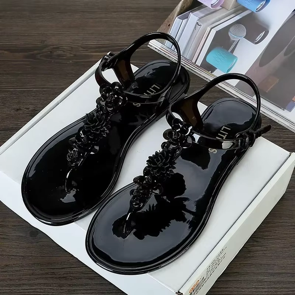 Summer Handwork Flower Women jelly Sandals  Clip Toe Flip Flops Shoes Female Flat Casual Beach Holiday Non-slip Slippers 2024 - AliExpress 322
