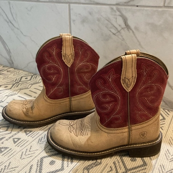 Ariat | Shoes | Ariat Fatbaby Embroidered Western Boots Womens Size 8 Leather Cowboy Pink Brown | Poshmark