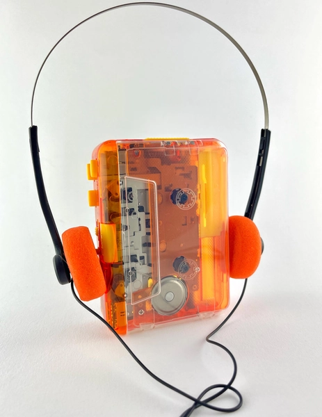 Orbit92 Portable Stereo Cassette Player - Transparent Orange