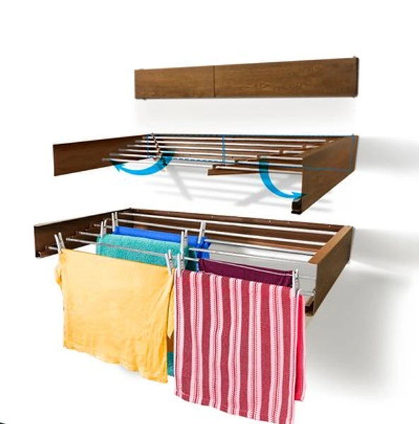Step Up Products 6 -Tier 39.5-Inches Metal Indoor/Outdoor Drying rack Stainless Steel in Brown | RACK40WOOD