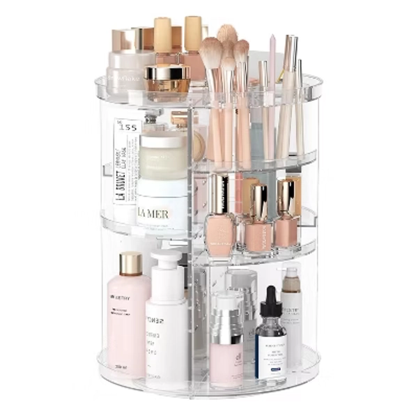 Maison 360 Rotating Makeup Organizer, DIY 8 Adjustable Layers Spinning Skincare Organizer