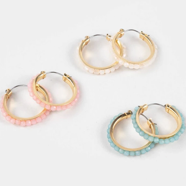 3 Pack Full Tilt Beaded Hoop Earrings