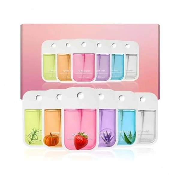 6 Pcs Power Mist Hand Sanitizer, 6 Scents 7.8 FL. OZ. Power Mist Hydrating Hand Sanitizer Spray for Adults and Kids, Travel Size, Portable Sanitizer Spray Set