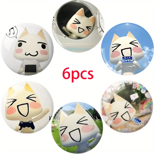 Stylish Accessories - 6pcs of Cute Kitty Anime Pins (2D FLAT) for Clothing, Hats, Backpacks - Good And Affordable Gift Ideas for Friends, Classmates And Colleagues