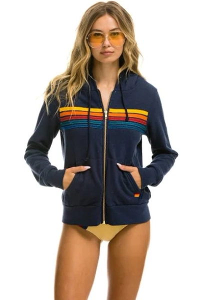 Aviator Nation Women's 5 Stripe Zip Hoodie