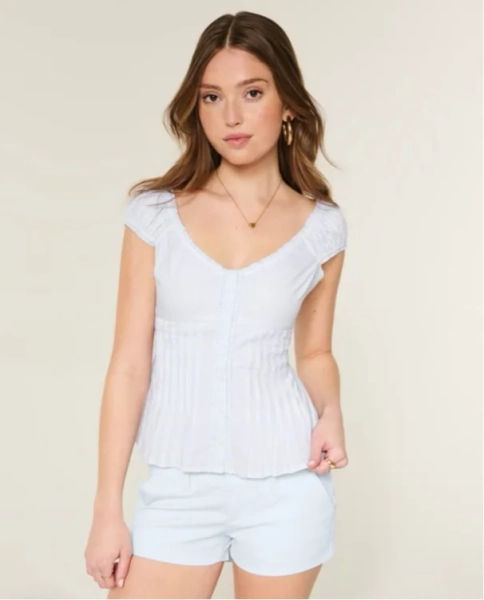 V-Neck Pintuck Top
