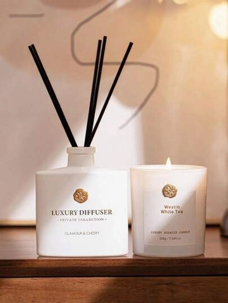 1pc Black & White Wax Seal Series Aromatherapy Diffuser Set, Natural Plant Mixed Essential Oils, Home Decor Fragrance, Long-Lasting Aroma, Indoor Rattan Diffuser Ornament, Suitable For Wedding, Birthday, Valentine's Day, Christmas Gifts, Holiday Party Gifts, Applicable To Bedroom, Study, Living Room, Bathroom, Odor Removal, Etc. - Size 100ml