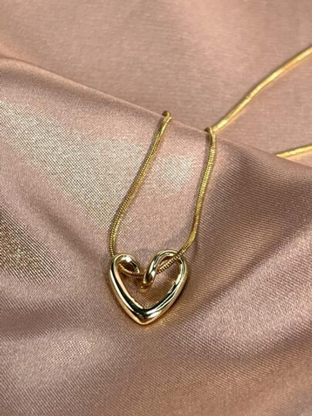 1pc Copper Heart Shaped Pendant Necklace Valentines