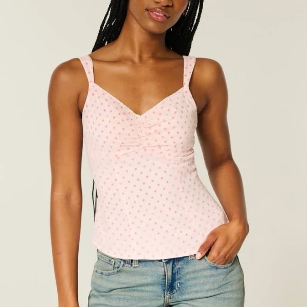 Hollister Women's Lace Trim Chiffon Tank