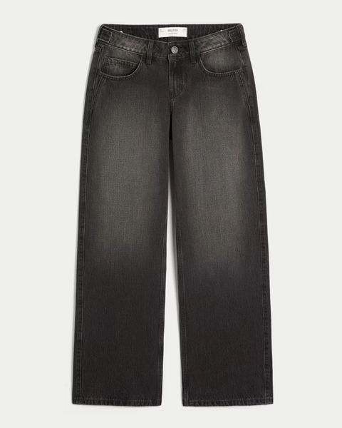 Hollister Andi Adjustable Waist Low-Rise Black Baggy Jeans