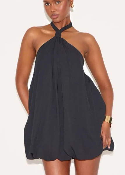 PrettyLittleThing Women's Halterneck Puffball Mini Dress
