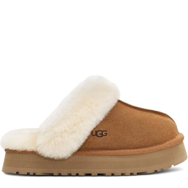 Ugg Disquette Sheepskin Platform Slipper In Chestnut - Size 10 