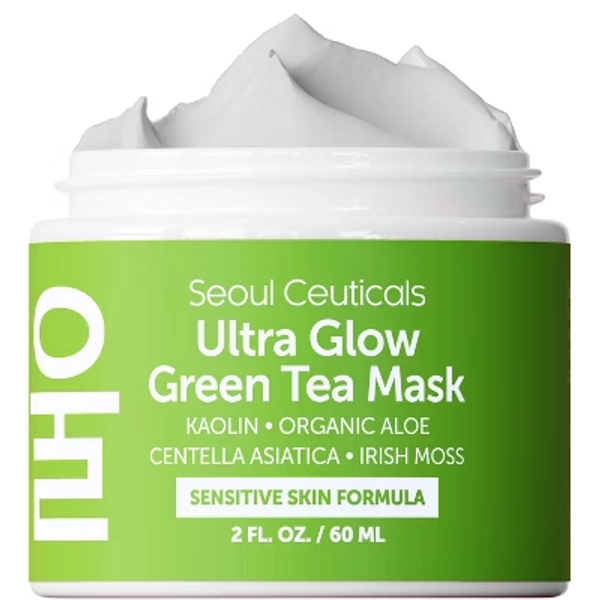 Seoul Ceuticals Korean Skin Care Green Tea Face Mask - Korean Face Mask Skincare K Beauty Face Masks Contains Kaolin Clay + Centella Asiatica, 2oz
