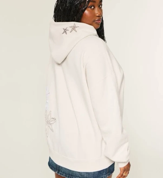 Hollister Women's Oversized Starfish Graphic Hoodie