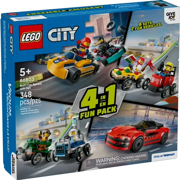 LEGO City Built For Speed Gift Set: Building Toy for Kids, Ages 5+ - 4 Sets in 1 Including 7 Minifigures and Vehicles - Perfect Gift for Young Racing Fans - 66803