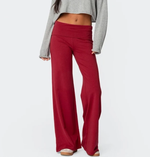 Edikted Women's Wide Leg Fold Over Pants