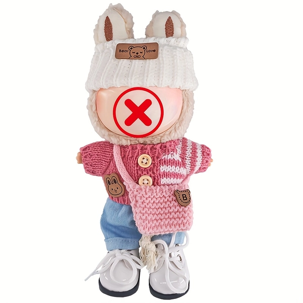 4pcs Clothes for Labubu Doll Outfit Set Fits 6.69 Inch Dolls, Includes Sweater, Pants, Hat, and Cute Crossbody Bag, Perfect for Play and Display, Ideal Birthday and Christmas Gift for Boys and Girls, Holiday Gifts, Stylish Doll Set, Matching Doll