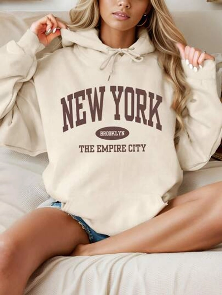 INAWLY Long Hoodie Sweatshirt With Drawstring & Graphic Print,Long Sleeve Tops Graduation,Back To School Outfits,Graduation,Teacher Outfits For Women,Back To School Pullover Fall Outfit