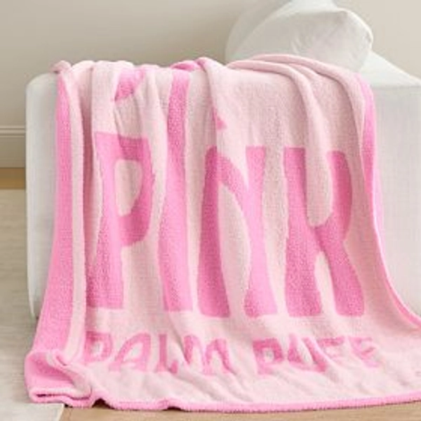 Pink Palm Puff Logo Throw