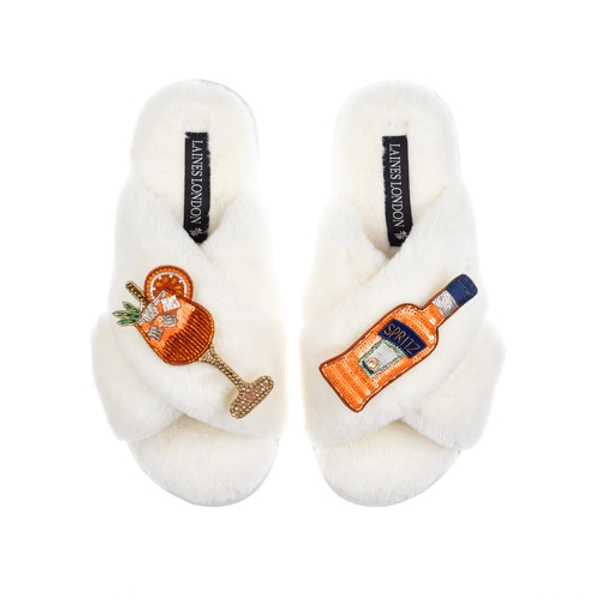 Classic Laines Slippers With Summer Spritz Brooches | Laines London