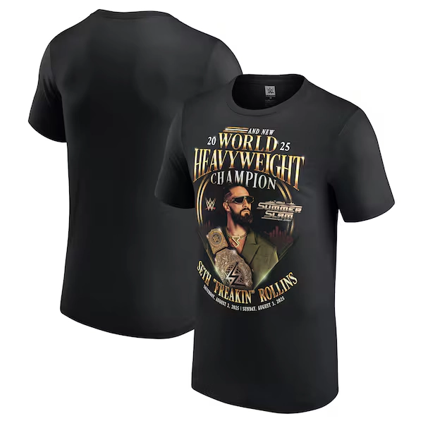 WWE Seth Rollins World Heavyweight Champion T-Shirt - Black - Mens