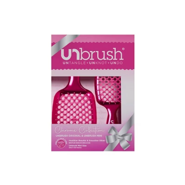 UNbrush Hair Brush Holiday Gift Set - Cranberry Chrome - 2pk