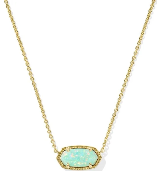 Kendra Scott Elisa Gold Pendant Necklace - Green Kyocera Opal