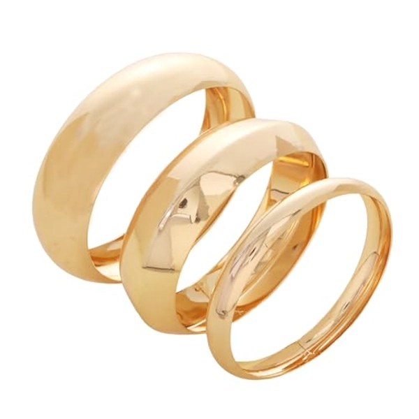 KYEDGC 3Pcs Chunky Gold Bangles for Women, Chunky Bracelet Set, Stackable Gold Bangles for Stylish Look, Fashionable Wide Wrist Bracelets for Casual and Formal Occasions, 6.3cm/6.6cm/7.3cm
