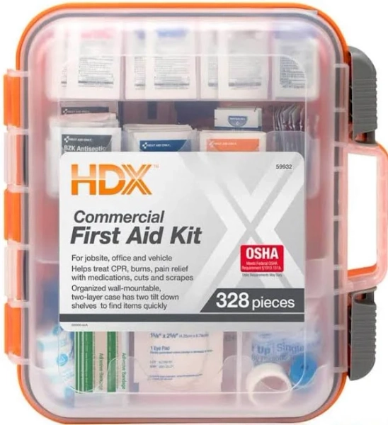 HDX 328-Piece Commercial Clear Front Plastic OSHA First Aid Kit