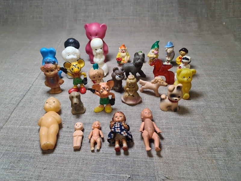 Soviet vintage children's toys Doll, animals Material rubber,plastic  1970-1980.
