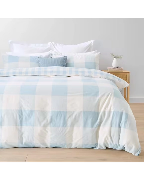 Blake Cotton Rich Reversible Quilt Cover Set - Double Bed, Blue