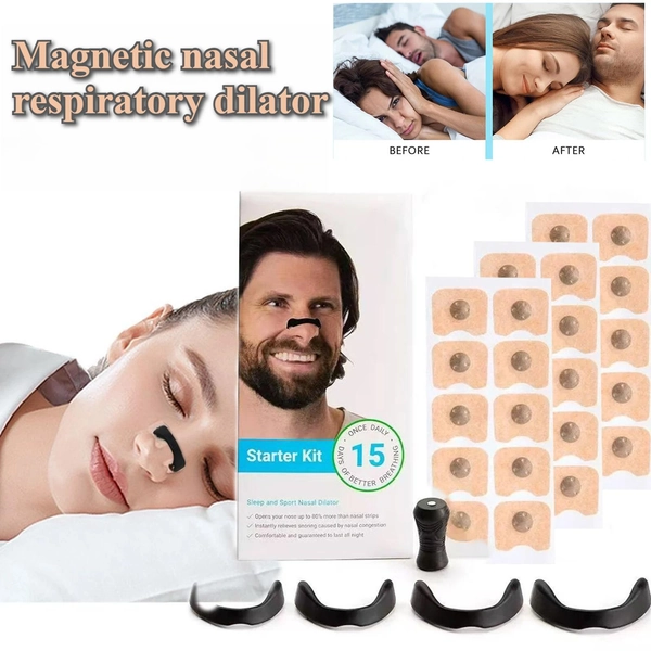 Expansor nasal magnético para la respiración, parche nasal, clip nasal, kit básico, utilizado para mejorar la calidad del sueño, prevenir los ronquidos, cinta bucal para dormir