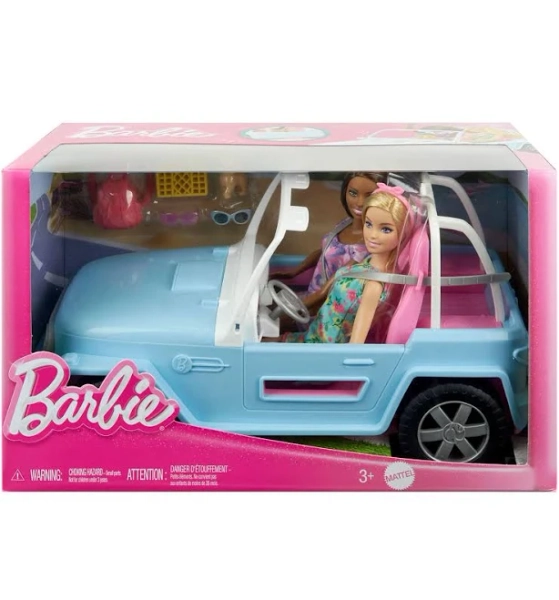 Barbie & Friends Blue Jeep Vehicle Playset with Accessories