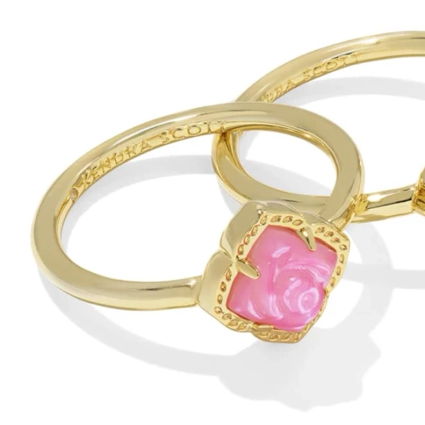 Kendra Scott Women's Mallory Rose Mother of Pearl Ring Set