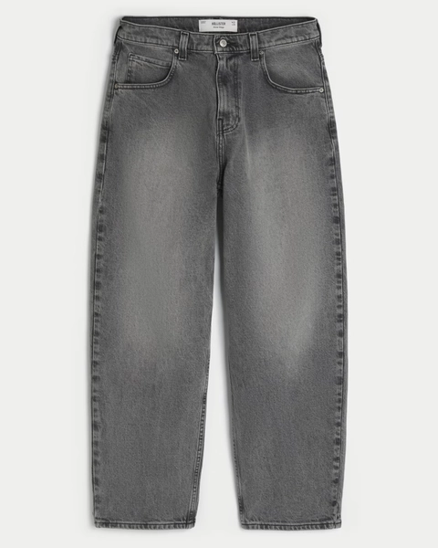 Washed Gray Skater Baggy Jeans