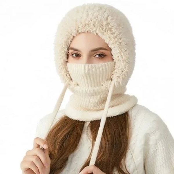 DPRFMG 3-in-1 Knit Hat with Scarf & Mask | Upgraded Fleece Lined Winter Balaclava for Women, Windproof Cold Weather Face Cover, Women's, Size: One