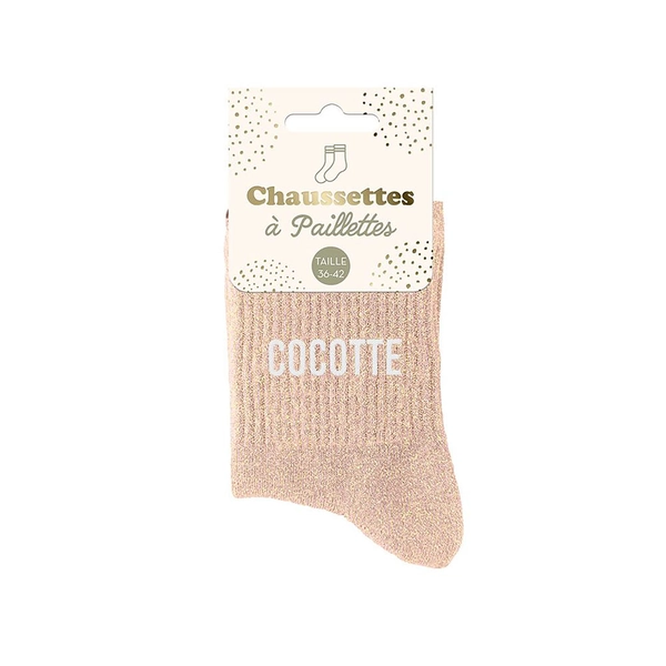Chaussettes paillettes cocotte rose pointure 36-42