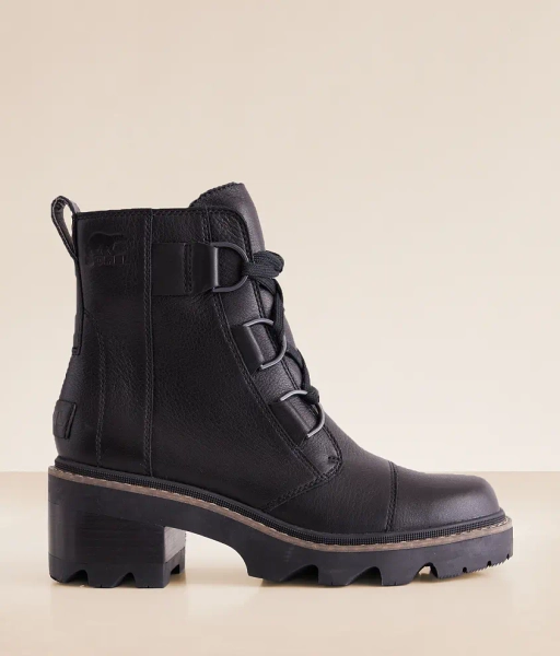 US 9-1/2 Black Black Joan Now Leather Ankle Boot