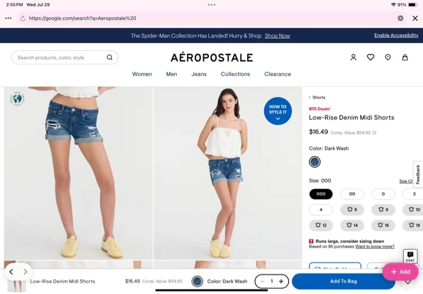 Low-Rise Denim Midi Shorts