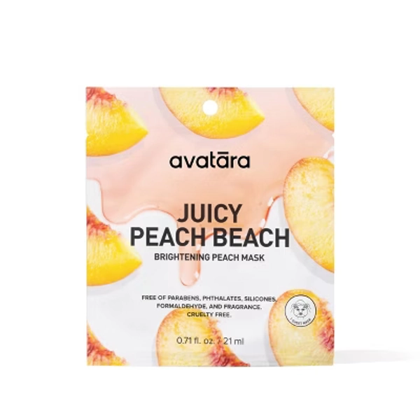 Avatara Peach Beach Brightening Mask - 0.71 fl oz: Paraben-Free, Combination Skin, Sheet Mask, Face Application